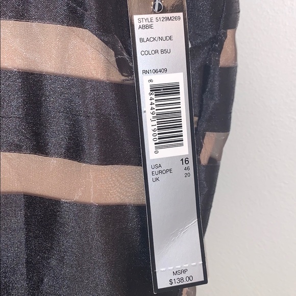 TAHARI Black & Nude Organza Dress - Picture 6 of 8